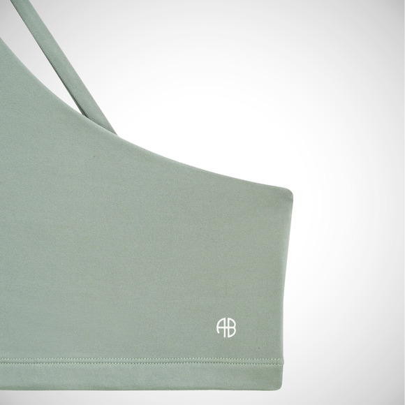 ANINE BING SPORT Jules Sports Bra Asymmetrical Design Artichoke Green size Small - Picture 7 of 11